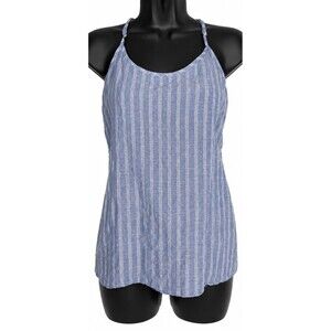 J.Crew Blue Stripe Racerback Tank Top Women’s Size 0 Coastal Preppy